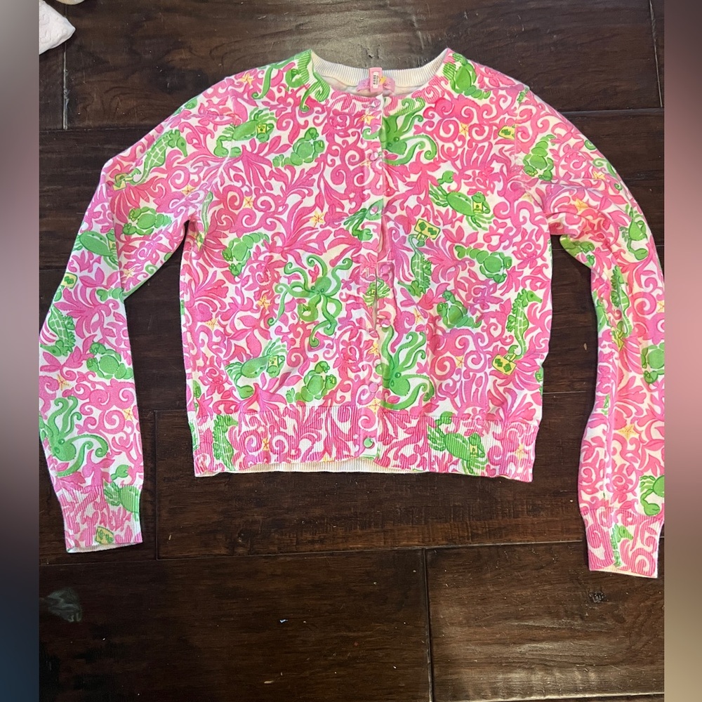 Lilly Pulitzer Pink and Green Swirl Cardigan